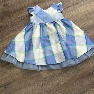 Rare Editions Baby Girl Blue Plaid Special Occasions Party Dress Size 18M